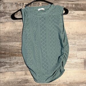 Sleeveless Eyelet Knit Top in Dusty Teal